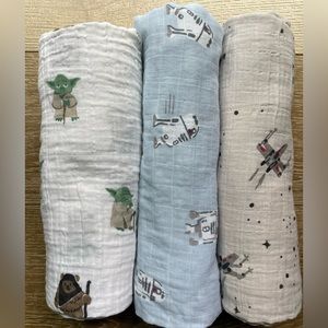 Star Wars PotteryBarn set of 3 swaddle me blankets